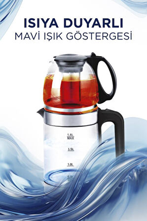 Torima TY-S888-049 Cam Çay Makinesi Kettle Ledli 1500W 1.8L Su Isıtıcı