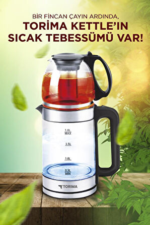 Torima TY-S888-049 Cam Çay Makinesi Kettle Ledli 1500W 1.8L Su Isıtıcı