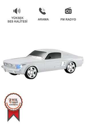 Torima WS-1967 Beyaz Araba Tasarım USB/AUX/FM Radyo ve LED Işık ile Bluetooth Hoparlör