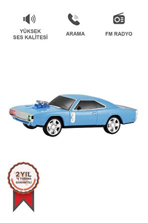Torima WS-1968 Mavi Araba Tasarım USB/AUX/FM Radyo ve LED Işık ile Bluetooth Hoparlör