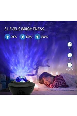 Torima LW-34 Siyah Starry Led Lazer Projektör Bluetooth Müzik Hoparlör Uzaktan Kumandalı Gece Lambası