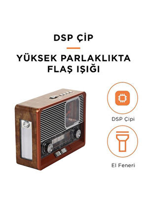 Torima Ahşap KTF-1647 Nostaljik Wireless Bluetooth Hoparlör