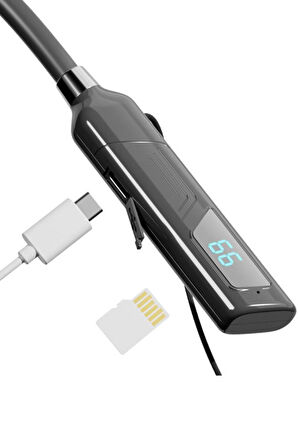 07 150 Saat Bekleme Süreli Hafiza Kart Girişli Siyah 5.3 Kablosuz Ense Tipi Sporcu Bluetooth Kulaklık