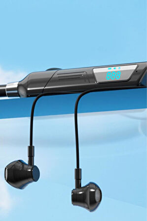 07 150 Saat Bekleme Süreli Hafiza Kart Girişli Siyah 5.3 Kablosuz Ense Tipi Sporcu Bluetooth Kulaklık