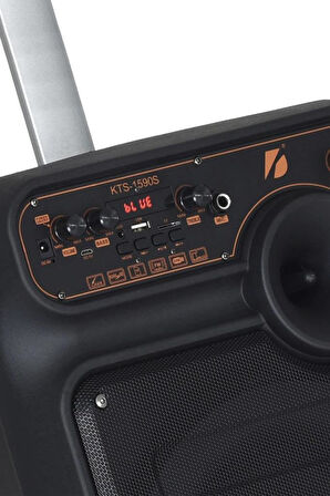 Torima KTS-1590 Kablosuz Mikrofonlu Kumandalı Rgb Ledli Taşınabilir Tekerlekli Bluetooth Hoparlör