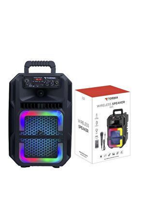 Torima D25 Siyah RGB Işıklı Mikrofonlu Kumandalı USB/TF/FM/MIC/BT Bluetooth Hoparlör