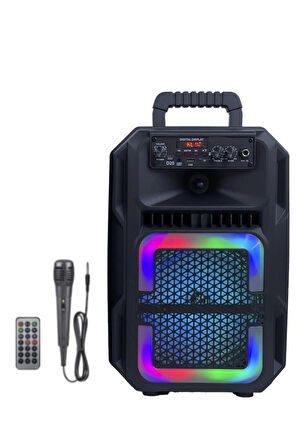 D25 RGB Işıklı Mikrofonlu Kumandalı USB/TF/FM/MIC/BT Bluetooth Hoparlör Siyah