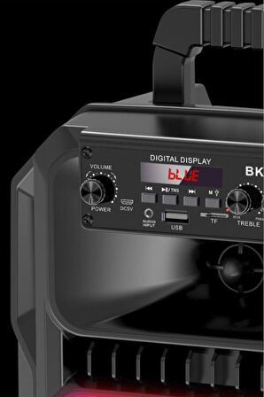 D25 RGB Işıklı Mikrofonlu Kumandalı USB/TF/FM/MIC/BT Bluetooth Hoparlör Siyah