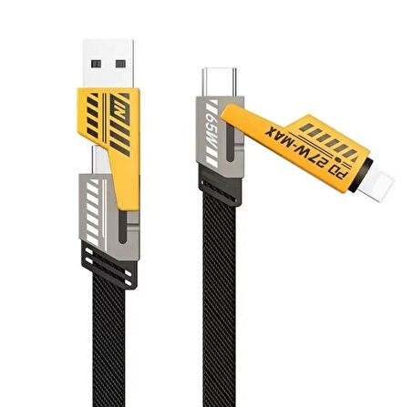 4 İn 1 Type-C Type-C Usb Type-C Type-C Lightning Usb Lightning Süper Hizli Şarj Kablosu 100W 1.5 Metre