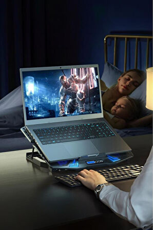 CF-05 Ayarlanabilir Dizüstü Bilgisayar Rgb Soğutma Fanı Siyah