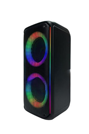 KTS-1909 Mikrofonlu Kumandalı Rgb Ledli 5.0 Bluetooth Hoparlör Karaoke Usb-Tf-Fm Radyo Siyah