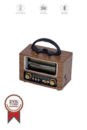 Torima Ns-02 Wooden Nostajik Radyo Bluetooth Hoparlör 