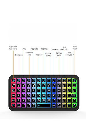 Torima M7 Siyah Kablosuz Rgb Işıklı Bluetooth Mini Klavye