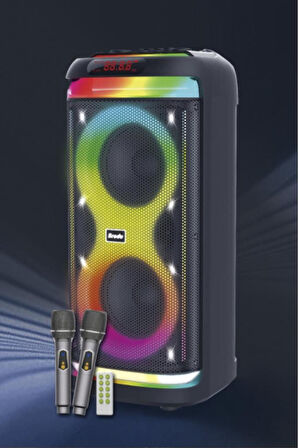 BTS-1993 Siyah RGB Ledli Mikrofonlu Kumandalı Bluetooth Hoparlör Parti Speaker