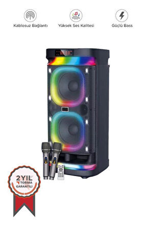 Torima BTS-1990 Siyah RGB Ledli Mikrofonlu Kumandalı Bluetooth Hoparlör Parti Speaker