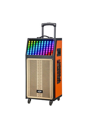 Torima NDR-112R Turuncu Kablosuz Mikrofonlu Uzaktan Kumandalı RGB Işıklı Bluetooth Hoparlör