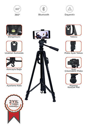 Torima 8830 Profesyonel 1.2m Su Terazili Kumandalı Tripod Kamera Tripod