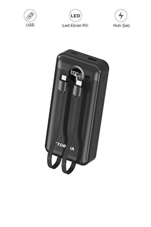 Torima TRM-1025 Siyah 20000mAh 2 Çıkışlı Taşınabilir Hızlı Şarj Dijital Göstergeli Powerbank