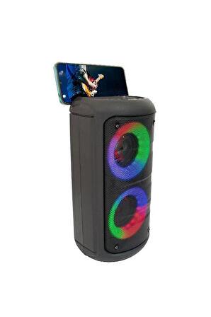 Torima KTS-1296 Siyah Telefon Tutacaklı RGB Ledli Taşınabilir Bluetooth Hoparlör Parti Speaker