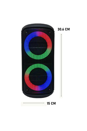 Torima KTS-1296 Siyah Telefon Tutacaklı RGB Ledli Taşınabilir Bluetooth Hoparlör Parti Speaker