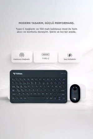 Bluetooth Kablosuz Klavye Mouse Seti TMK08 Siyah