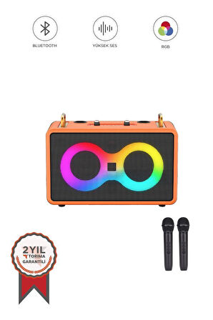 Torima M4403 Turuncu Taşınabilir Karaoke Mikrofonlu Bluetooth Hoparlör