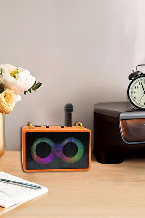 Torima M4403 Turuncu Taşınabilir Karaoke Mikrofonlu Bluetooth Hoparlör