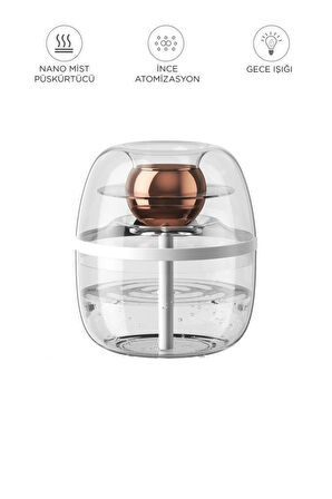 K30 1.8 Litre Kapasiteli Çift Çikişli Hava Nemlendirici Aroma Terapili Buhar Makinesi Humidifier 