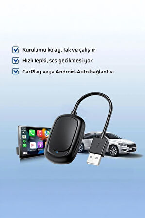 TORİMA X8 Mini Kablosuz Carplay Usb ve Type-c Uyumlu Araç Multimedya Dönüştürücü Adaptörü