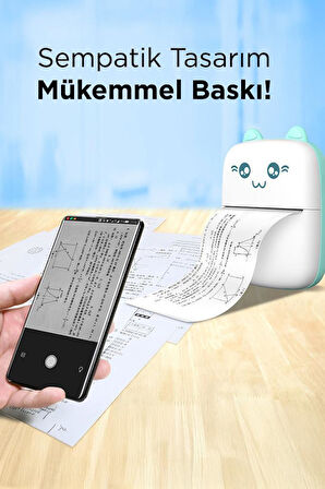 Torima C9 Pembe Mini Yazıcı Mini Taşınabilir Termal Yazıcı Kablosuz Bağlantı Ap Kontrol