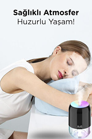 Torima H6 Pembe 200ml Ultrasonik Renkli Hava Nemlendirici Buhar Makinesi Ve Aroma Difüzörü