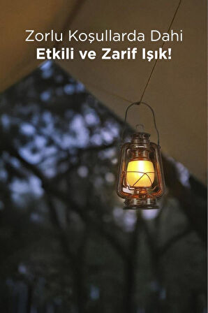 Nostaljik Retro Şarjlı Led Gaz Lambası Görünümlü Gece Lambası