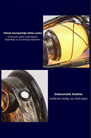 Nostaljik Retro Şarjlı Led Gaz Lambası Görünümlü Gece Lambası