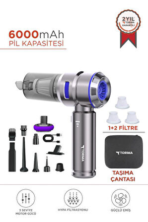 Torima HL-121 Mavi 4IN1 Şarjlı Araç Mini EL Süpürgesi