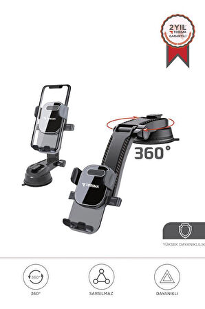 Torima JX-048 Siyah Araç İçi Vantuzlu 360 Derece Telefon Tutucu