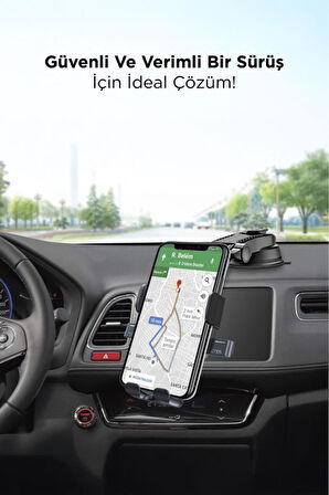 048 Siyah Araç İçi Vantuzlu 360 Derece Telefon Tutucu