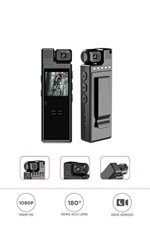 BT19 180 Derece Vücut Kamerası Wifi Gece Görüslü Aksiyon Kamerası
