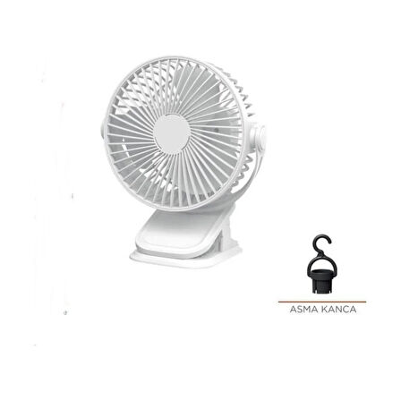 F-15 Mini Fan Vantilatör Asma Apartlı, 800 Mah Şarjlı, Type-C Girişli, Taşınabilir Fan