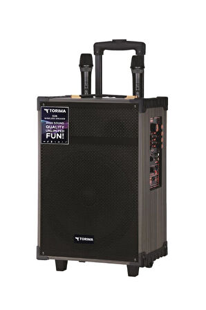 Torima D46  Kahverengi USB, TF, BT, TWS, FM Çift Mikrofonlu Hoparlör Parti Speaker