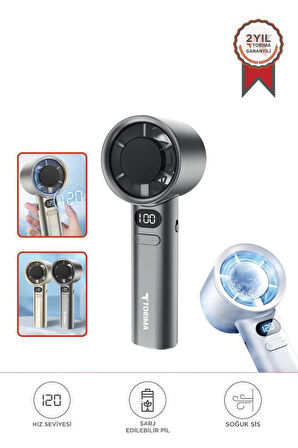 Torima F-21 Gümüş Dijital Ekranlı 120 Hız Ayarlı Taşınabilir Mini Fan