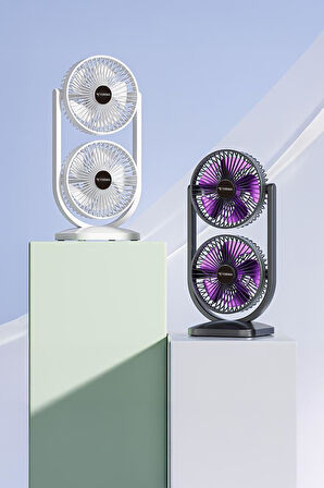 Torima F-22 Siyah Mini Fan | Taşınabilir Çift Başlıklı Sessiz Vantilatör | Type-C Girişli, 3 Kademeli Hız Ayarı