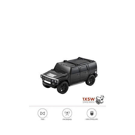 D-48 Jeep Tasarım Usb/tws/fm Bluetooth Hoparlör Speaker