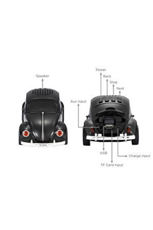 Torima D-49 Mavi Araba Voswos Retro Tasarım USB/TF/FM Bluetooth Hoparlör Speaker