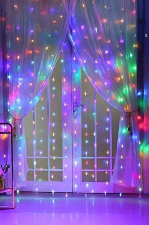 Torima LW-77 RGB 300 Ledli 10 Sarkıt Perde Led Işık 3x3 Metre Peri Telli Led