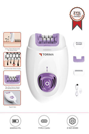 Torima TEP-01 Beyaz 2in1 Şarjlı Tüm Vücut Epilatör