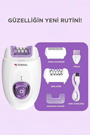 Torima TEP-01 Beyaz 2in1 Şarjlı Tüm Vücut Epilatör