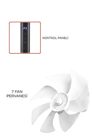 Torima SF-02 Siyah Ayaklı 16'' İnc 60W 3 Kademe 7 Pervaneli Kumandalı Diğital Ekranlı Vantilatör Fan