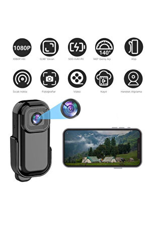 Torima CMR-27 Siyah 1080P HD Kayıt, 140° Geniş Açı, Klips Tasarımlı Giyilebilir Aksiyon Kamerası 