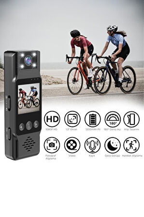 Torima CMR-28 Siyah 1080P HD Kayıt, 180° Geniş Açı, Klips Tasarımlı Giyilebilir Aksiyon Kamerası 