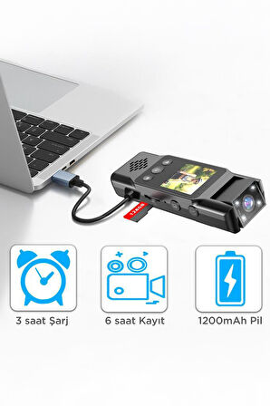 Torima CMR-28 Siyah 1080P HD Kayıt, 180° Geniş Açı, Klips Tasarımlı Giyilebilir Aksiyon Kamerası 